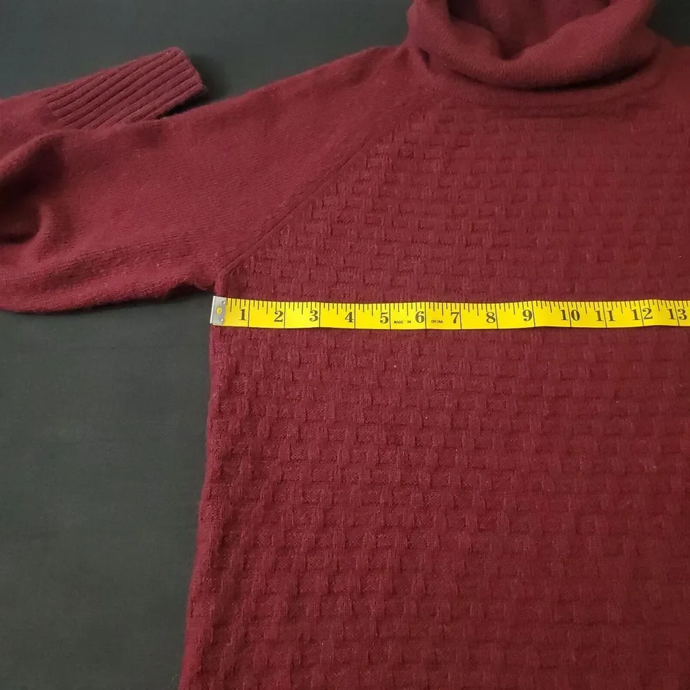 C&C California Womens Turtleneck Sweater Large Red Burgundy Long Sleeve Wool - Picture 5 of 13